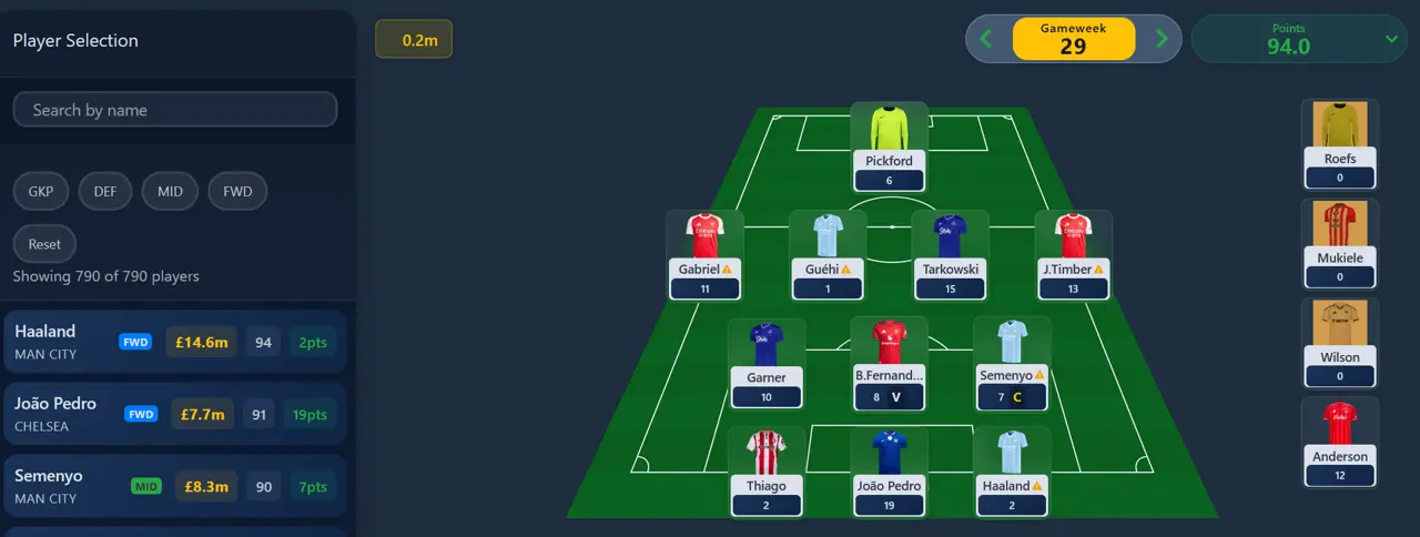 Apply picks to your FPL team